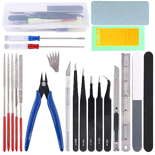 Qovydx 26Pcs Gundam Model Tools Kit Gunpla Tool Set Hobby Modeler Building Tools Craft Set for Gundam Basic Model Building, Repairing and Fixing