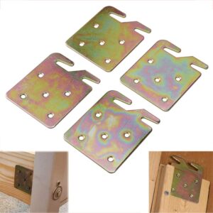 lonwin 4pcs wood bed rail hook plates for wooden headboard footboard frame bracket heavy duty universal hardware claw hook plate