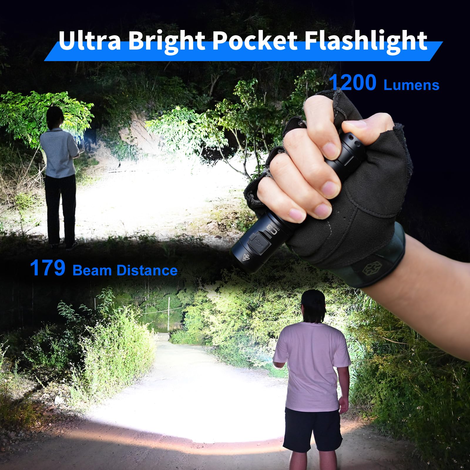 WUBEN C3 Flashlight 1200 High Lumens Rechargeable Flashlights 6 Modes Super Bright IP68 LED Tactical Flashlight for Camping, Home, Emergency, Rescue, Hunting, Inspection, Repair, Tool Gifts for Men