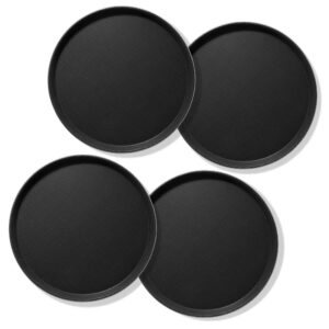 jubilee (set of 4) 11" round restaurant serving trays, black - nsf certified non-slip food service tray