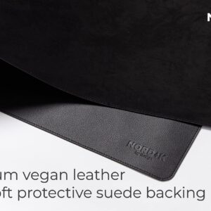 Nordik Leather Desk Mat Cable Organizer (Pebble Black 35 X 17 inch) Premium Extended Mouse Mat for Home Office Accessories - Felt Vegan Large Leather Desk Pad Protector & Desk Blotter Pads Decor