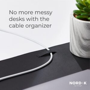 Nordik Leather Desk Mat Cable Organizer (Pebble Black 35 X 17 inch) Premium Extended Mouse Mat for Home Office Accessories - Felt Vegan Large Leather Desk Pad Protector & Desk Blotter Pads Decor