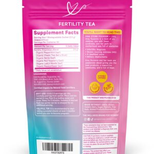 Pink Stork Fertility Tea for Conception and Hormone Balance with Organic Mint, Vitex, and Red Raspberry Leaf, Caffeine Free - Mint, 15 Sachets