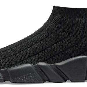 Santiro Mens Running Shoes Casual Slip on Shoes Breathable Walking Athletic Tennis Shoes Lightweight Knit Sock Sneakers for Men All Black 12 US