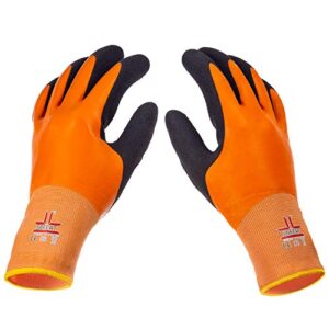 SAFEAT General Waterproof Work Gloves for Men and Women – Flexible, Double Coated Latex, Multipurpose, Sandy Grip Foam 1 Pair (Large)