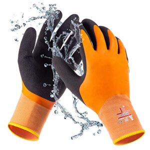safeat general waterproof work gloves for men and women – flexible, double coated latex, multipurpose, sandy grip foam 1 pair (large)
