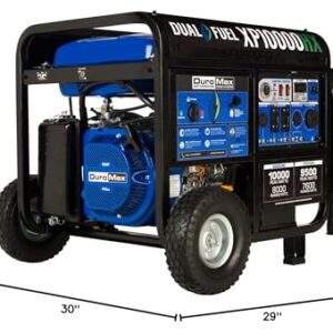 DuroMax XP10000HX Dual Fuel Portable Generator-10000 Watt Gas or Propane Powered Electric Start w/CO Alert, 50 State Approved, Blue