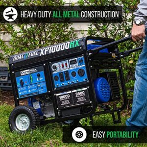 DuroMax XP10000HX Dual Fuel Portable Generator-10000 Watt Gas or Propane Powered Electric Start w/CO Alert, 50 State Approved, Blue