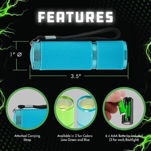 LitezAll Glow in The Dark Flashlight | Rubber Coated Mini Flashlight LED Flashlight | Battery Operated Mini Flashlights for Kids and Pocket Flashlight Gifts for Men | 2 Pack, Batteries Included