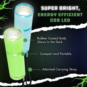 LitezAll Glow in The Dark Flashlight | Rubber Coated Mini Flashlight LED Flashlight | Battery Operated Mini Flashlights for Kids and Pocket Flashlight Gifts for Men | 2 Pack, Batteries Included