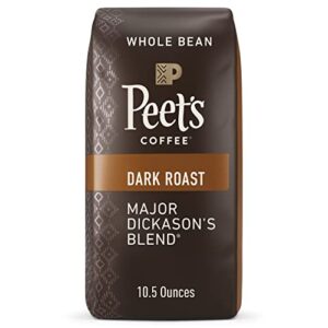 peet's coffee, dark roast whole bean coffee - major dickason's blend 10.5 ounce bag