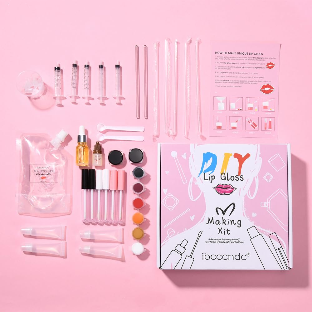 ibcccndc DIY Lip Gloss Making Kit Gift - Make Your Own Moisturizing and Shiny Lip Gloss with Lip Gloss Kit for Women and Girls (28)