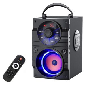 e i f e r portable bluetooth party speaker with subwoofer, heavy bass, wireless, fm radio, remote control, lcd display - for outdoor/indoor, home, phone, pc