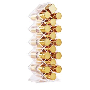 yiezi lipstick holder organizer 16 spaces acrylic stackable fish shape lipstick tower, lip gloss storage stand, perfect for lipgloss organizers makeup vanity display, clear (1 pack)
