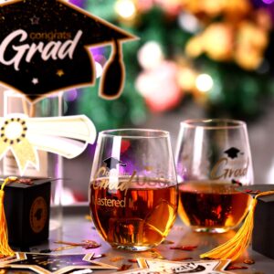 Blulu 2024 Graduation Wine Glass Goblet Funny College Graduation Glass Congrats Grad Mastered It Congrats Cups for Graduation Party Supplies, 17 oz Stemless Engraved Glass