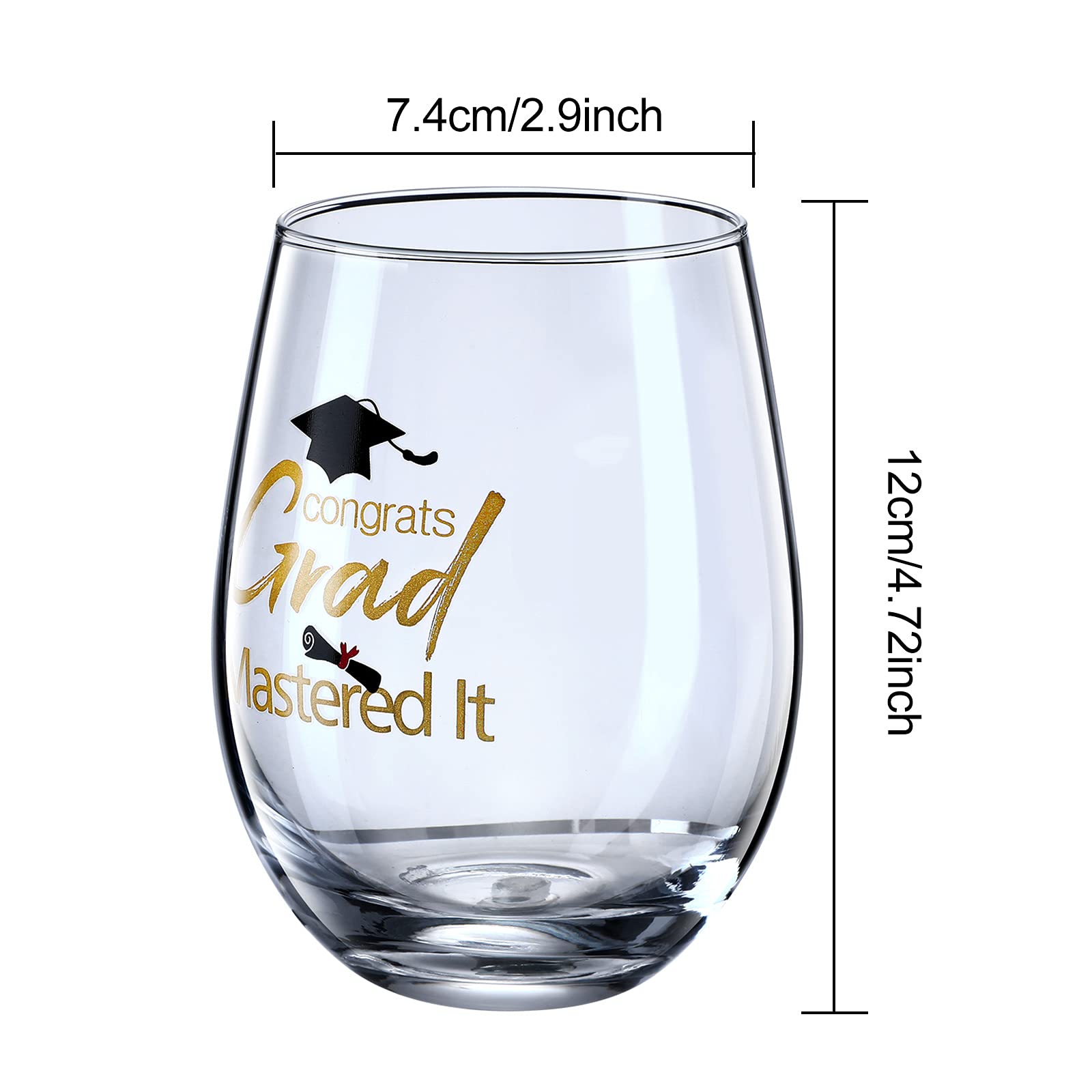 Blulu 2024 Graduation Wine Glass Goblet Funny College Graduation Glass Congrats Grad Mastered It Congrats Cups for Graduation Party Supplies, 17 oz Stemless Engraved Glass