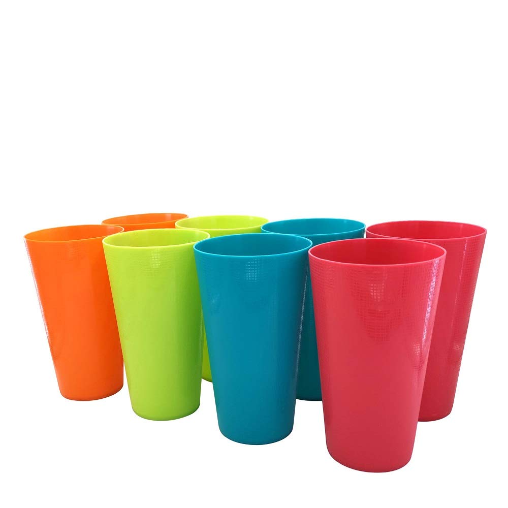 35-Ounce Plastic Tumblers Large Cups Set of 8 in 4 Colors Dishwasher Safe BPA Free Drinking Glasses