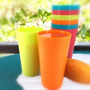 35-Ounce Plastic Tumblers Large Cups Set of 8 in 4 Colors Dishwasher Safe BPA Free Drinking Glasses