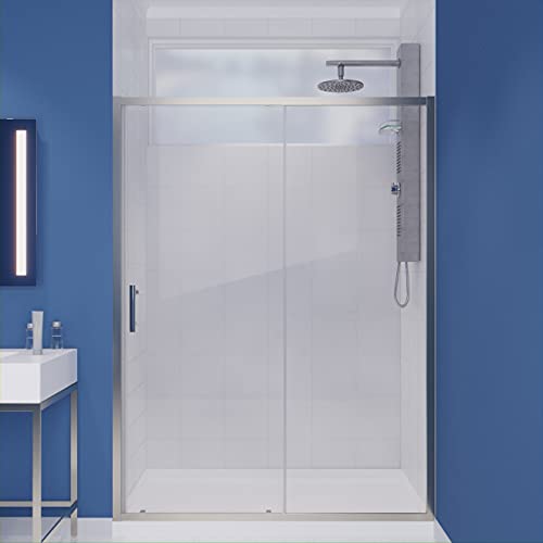 ANZZI 72 x 60 inch Framed Shower Door in Brushed Nickel, Halberd Water Repellent Glass Shower Door with Seal Strip Parts, Easy Glide Rollers Sliding Shower Door, SD-AZ052-02BN