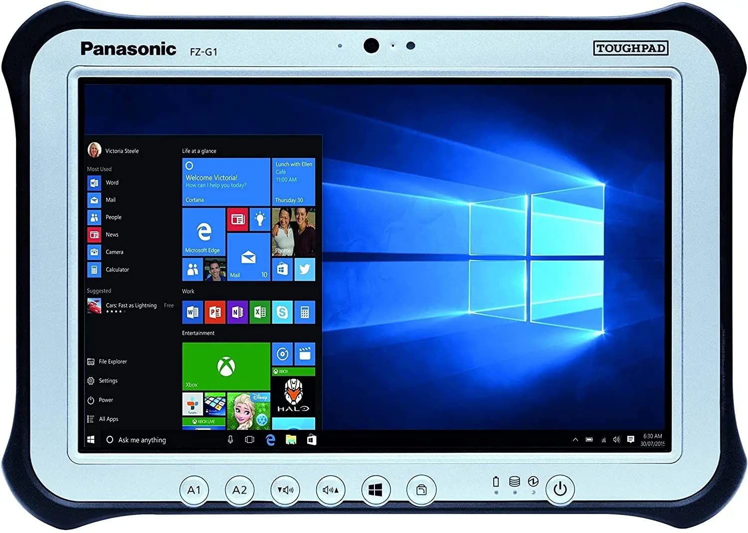 Panasonic Toughpad FZ-G1, Core i5-5300U 2.30GHz, 10.1 WUXGA Multi Touch + Digitizer, 8GB, 256GB SSD, WiFi, Bluetooth, 4G LTE, Dual Pass, 2D Barcode Laser, 2 Cameras, Windows 10 Pro (Renewed)