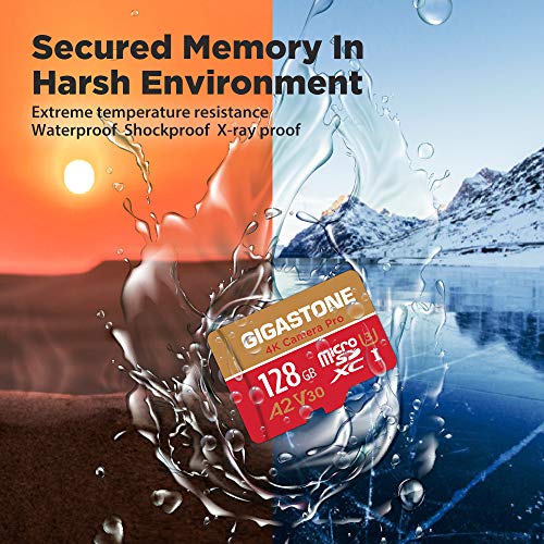 [5-Yrs Free Data Recovery] Gigastone 128GB 2-Pack Micro SD Card, 4K Camera Pro, 4K Video Recording for GoPro, Action Camera, DJI, Drone, R/W up to 100/50 MB/s MicroSDXC Memory Card UHS-I U3 A2 V30
