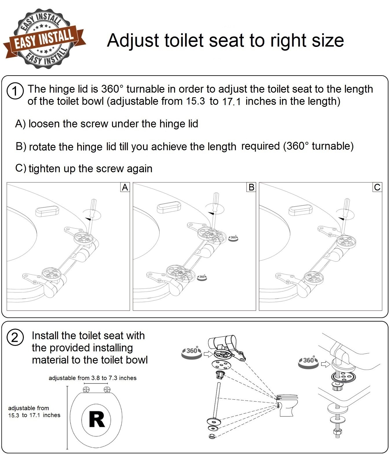 Sanilo ROUND, Silent Slow Close, Molded Wood, Adjustable Toilet Seat, Shower Cat