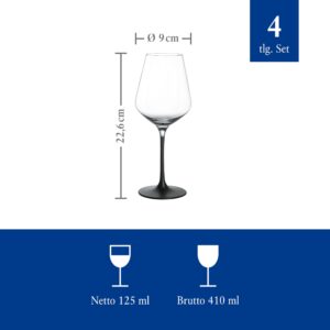 Villeroy & Boch Manufacture Rock White Set of 4 Beautiful Set of Wine Refreshing Black, Crystal Glass, Dishwasher Safe