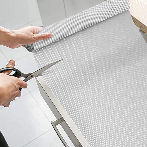 KOLOX 20 Inch Wide Shelf Liner,Non Slip Shelf Liner,20" x 10 Ft Non Adhesive Cabinet Drawer Liner,White Kitchen Cabinet Liner Non Slip Mat for Desks (White, 20" x 10')