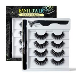 faux mink lashes with eyeliner, replacement of magnetic eyeliner and lashes, waterproof self-adhesive eyeliner