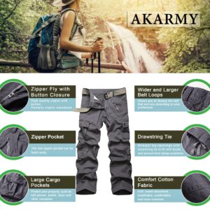 AKARMY Womens Cargo Pants with Pockets Outdoor Casual Ripstop Camo Military Combat Construction Work Pants Gray