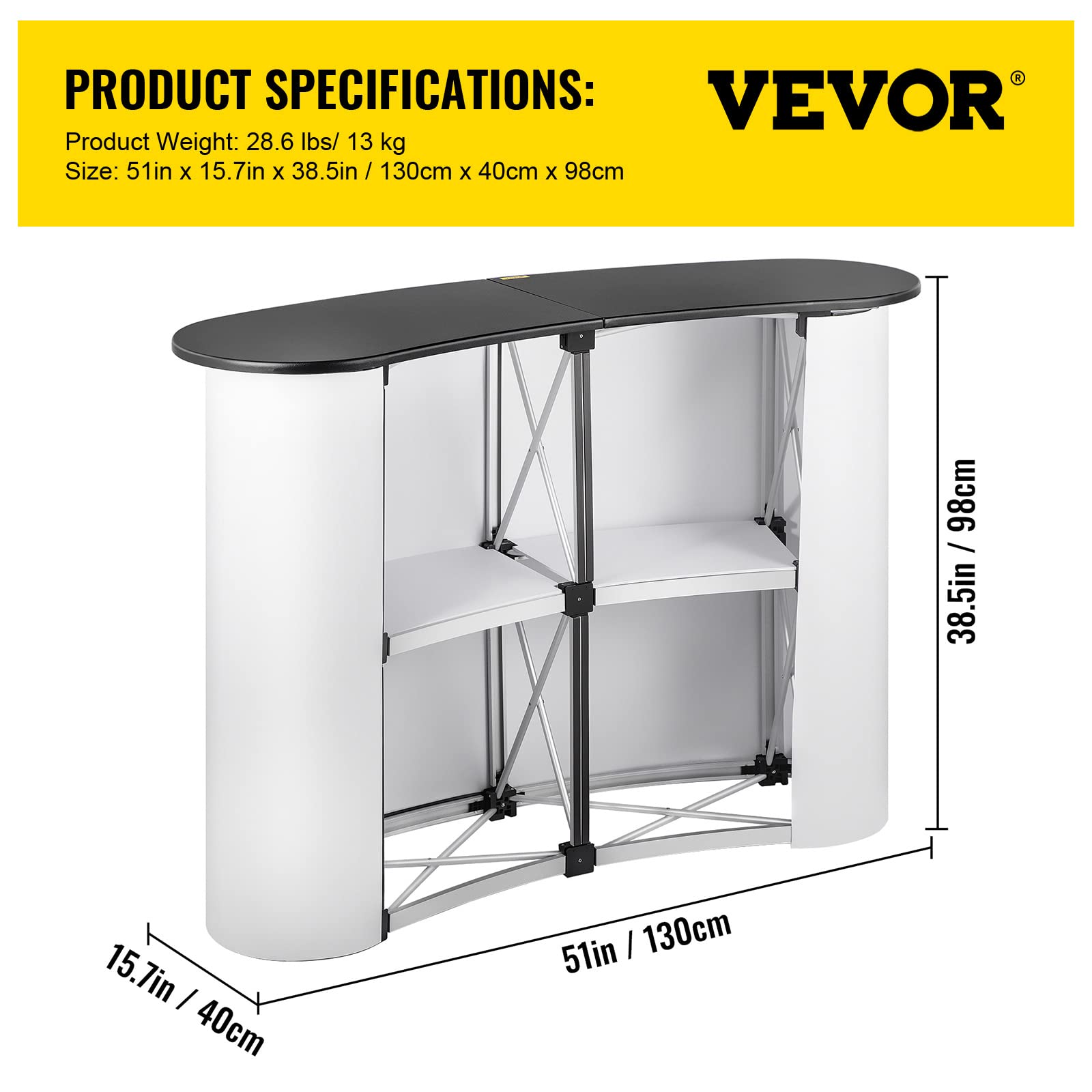 VEVOR Portable Tradeshow Podium Table Display Exhibition Counter Stand Booth Fair with Wall Bags 51" X 15.7" X 38.5"