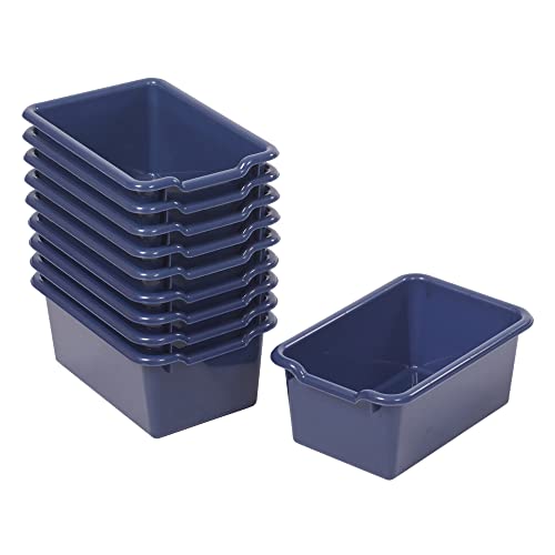 ECR4Kids Scoop Front Storage Bins, Multipurpose Organization, Navy, 10-Piece