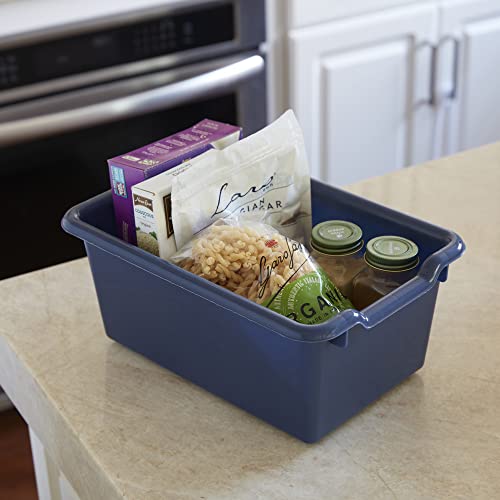 ECR4Kids Scoop Front Storage Bins, Multipurpose Organization, Navy, 10-Piece