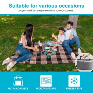 Lille Home Vacuum Insulated Lunch Box Set for Men & Women - Leak-Proof Bento Box, Meal Prep & Food Storage Containers, Lunch Bag, Portable Silverware Set(Blue)