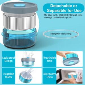 Lille Home Vacuum Insulated Lunch Box Set for Men & Women - Leak-Proof Bento Box, Meal Prep & Food Storage Containers, Lunch Bag, Portable Silverware Set(Blue)