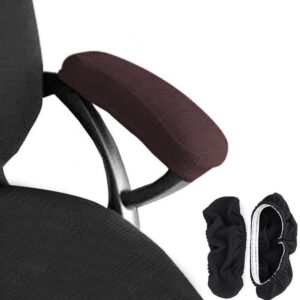 melaluxe 2 pieces polyester removable office chair armrest covers arm rest slipcovers (coffee)