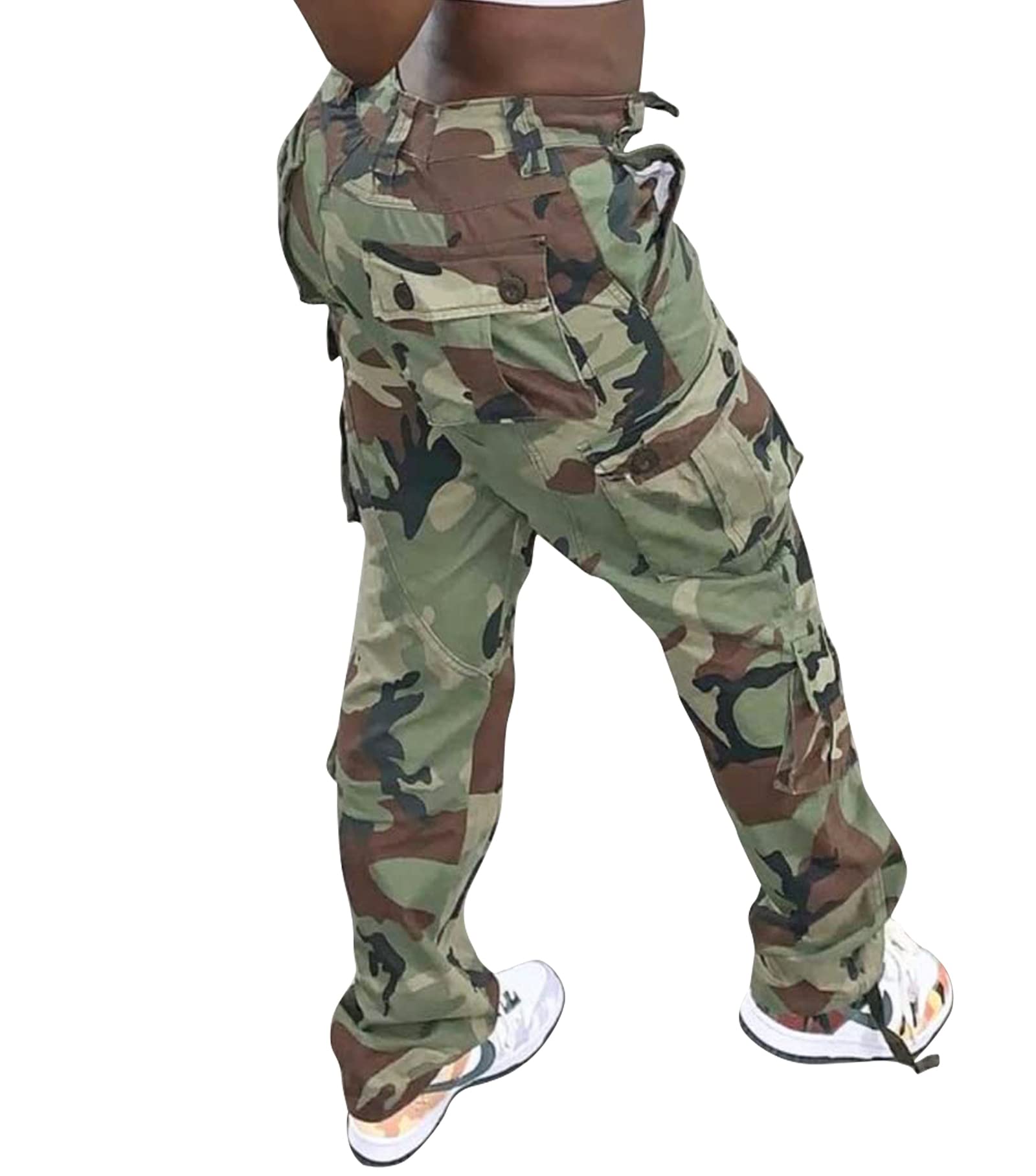 AKARMY Womens Cargo Pants with Pockets Outdoor Casual Ripstop Camo Military Combat Construction Work Pants 2039 C29 Camo