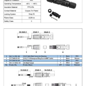 PowMr 100PCS Solar connectors -IP67 Male/Female Solar Connectors(50 Pairs Solar connectors)