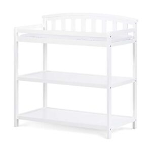 child craft infant changing table, water-resistant pad and safety strap, anti-tip kit included to prevent tipping, non-toxic, baby safe finish (matte white)