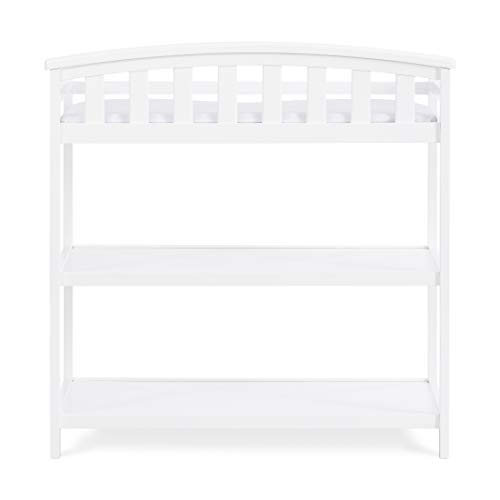 Child Craft Infant Changing Table, Water-Resistant Pad and Safety Strap, Anti-Tip Kit Included to Prevent Tipping, Non-Toxic, Baby Safe Finish (Matte White)