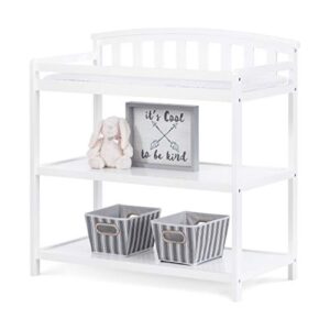 Child Craft Infant Changing Table, Water-Resistant Pad and Safety Strap, Anti-Tip Kit Included to Prevent Tipping, Non-Toxic, Baby Safe Finish (Matte White)