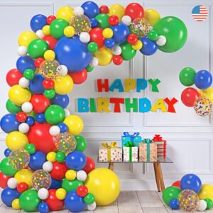 all-in-1 sesame street balloons arch kit & garland – small and large primary color red blue green balloons – lego elmo circus carnival super mario birthday party supplies & decorations