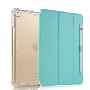 valkit ipad pro 9.7 case 2016 (old model), smart slim stand translucent frosted back cover with pencil holder for apple ipad pro 9.7 inch (a1673 a1674 a1681) with auto wake/sleep,green