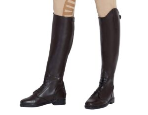 tuffrider ladies starter back zip field boots in synthetic leather - mocha - 11 - regular