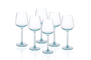 14-ounce unbreakable plastic acrylic stem wine glasses, set of 6-teal, red or white wine glass, dishwasher safe, bpa free