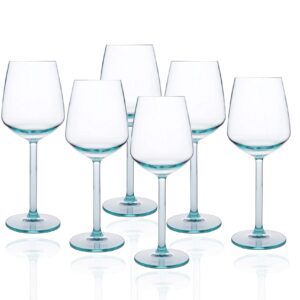 14-ounce Unbreakable Plastic Acrylic Stem Wine Glasses, set of 6-Teal, Red or White Wine Glass, Dishwasher Safe, BPA Free