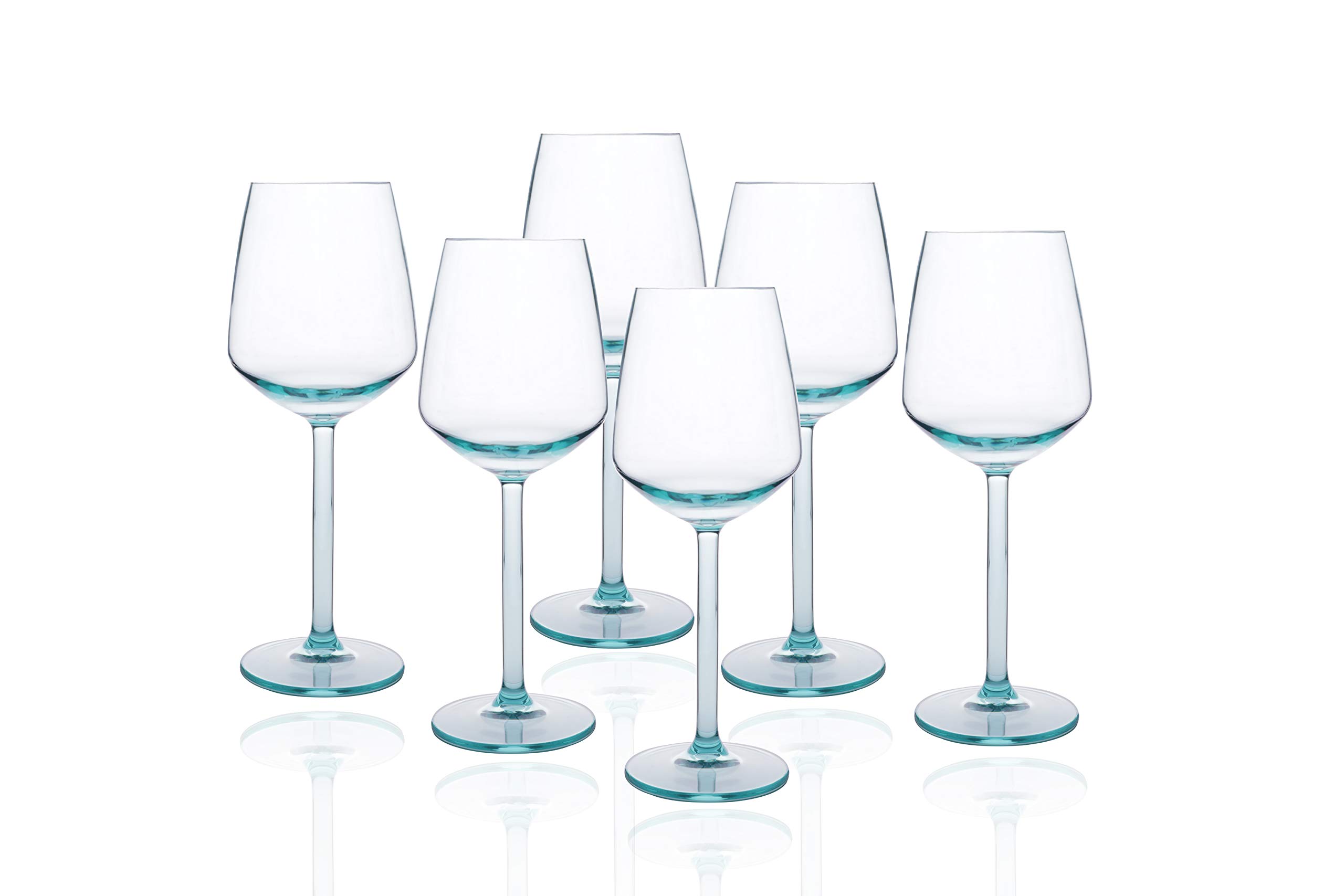 14-ounce Unbreakable Plastic Acrylic Stem Wine Glasses, set of 6-Teal, Red or White Wine Glass, Dishwasher Safe, BPA Free