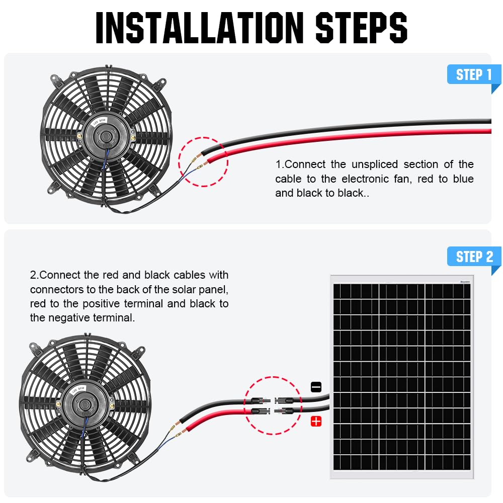 ECO-WORTHY 800CFM Solar Fan Kit, 12in 80W DC Fan Powered by 100W Solar Panel for Greenhouse, Chicken Coop, Attic, Shed, Barn - DELIVERY IN 2 OR 3 PARCELS