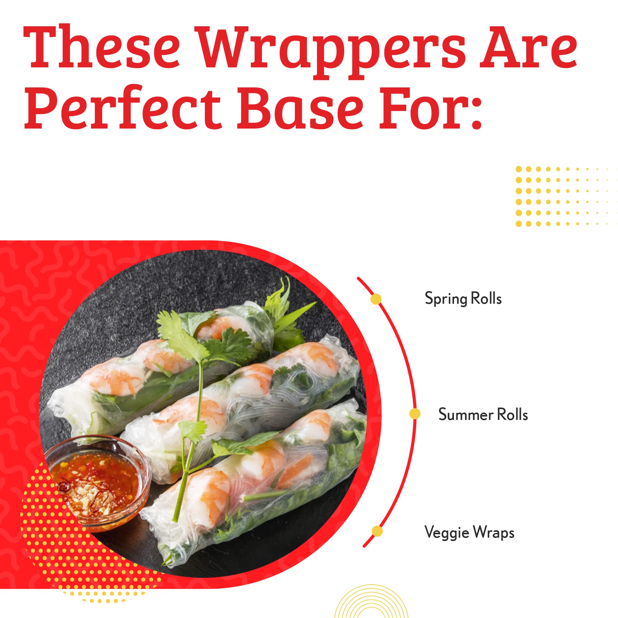 Cathay Fresh Spring Roll Rice Paper Wrappers, Rice Paper Wrappers for Fresh Rolls-30 Sheets, Non-GMO, Gluten-Free, Low Carb, Vietnamese Summer Wrap with Natural Ingredients, Veggie Wrap (Round, 22cm)
