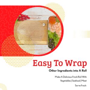 Cathay Fresh Spring Roll Rice Paper Wrappers, Rice Paper Wrappers for Fresh Rolls-30 Sheets, Non-GMO, Gluten-Free, Low Carb, Vietnamese Summer Wrap with Natural Ingredients, Veggie Wrap (Round, 22cm)